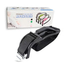 A black pregnancy car seat belt adapter with a product box displaying various color options on a white background.