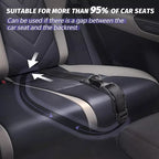 A pregnancy seat belt adapter installed on a car seat, suitable for most car seats with a gap between the seat and backrest.