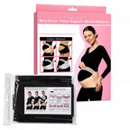 Retail packaging box with a black stomach support belt in a detailed step-by-step user manual on a white background.