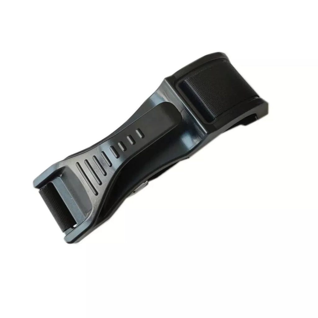 A black pregnancy seat belt adapter on white a background.