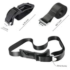 Maternity car safety belt adjuster, showing 2.4 x 4.75 in unit size and 68.7 in strap length, with metal buckle and secure clip.